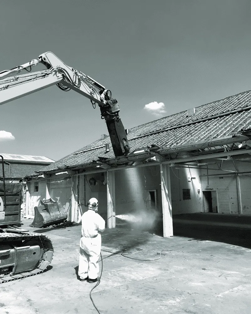 Dust suppression during demolition enabling works