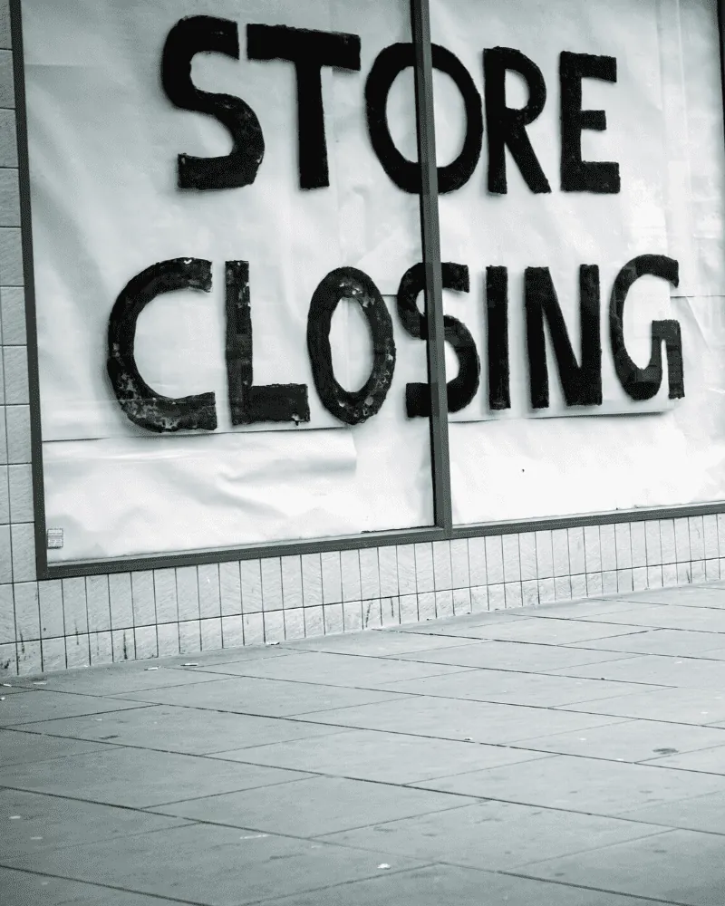 A closed retail store shuttered ahead of strip out