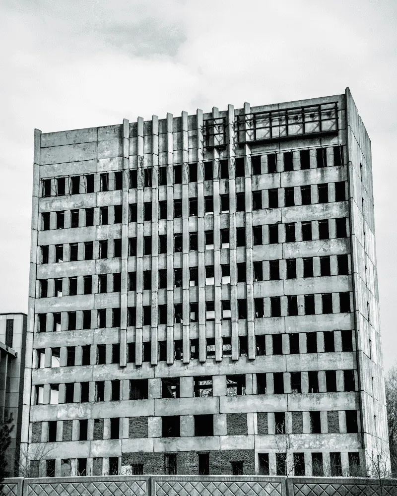 A de-rated office tower stripped ready for conversion
